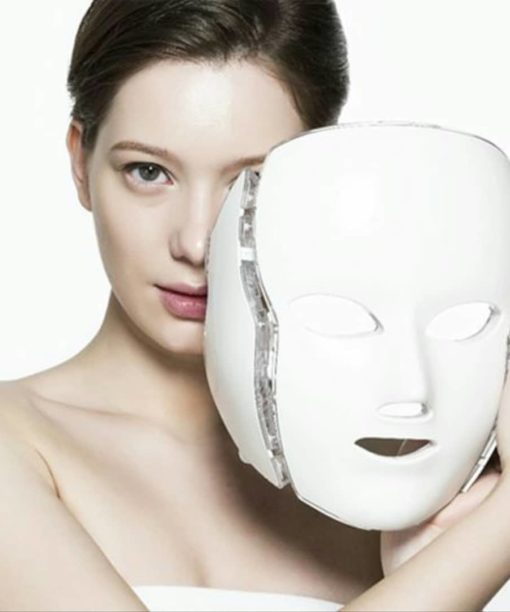 Máscara Led Facial con Cuello, 7 Colores, Antiarrugas, Acne