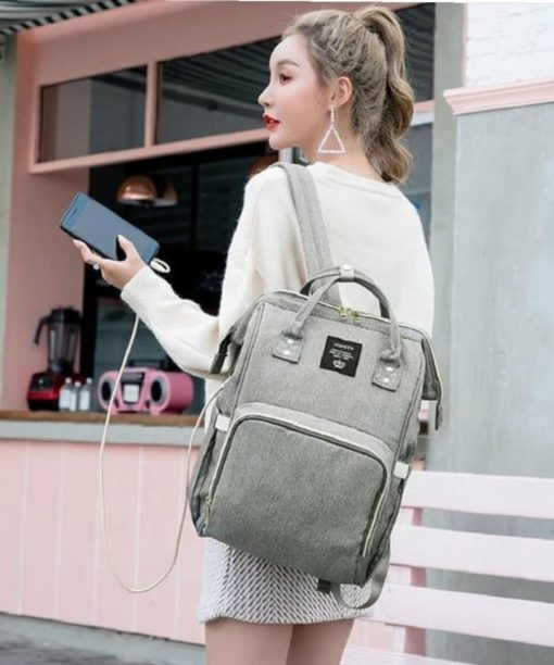 Pañalera Mochila impermeable de gran Capacidad con USB
