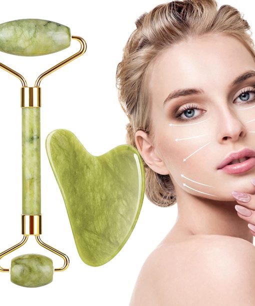 Rodillo de Jade & Gua Sha Espátula Masajeador Anti Arrugas