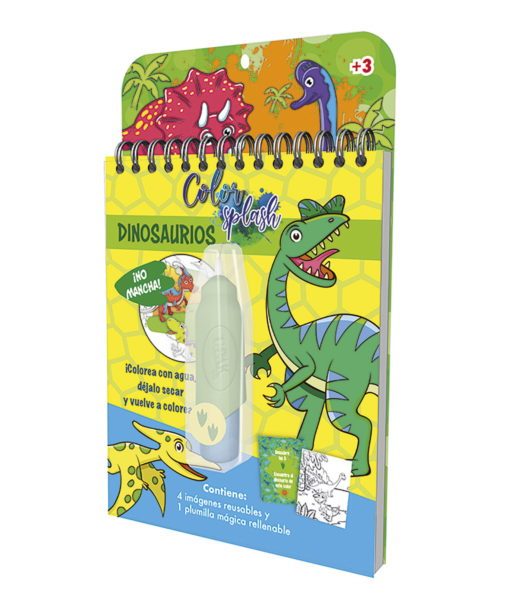 Libreta Color Splash con Pluma Mágica Dinosaurios