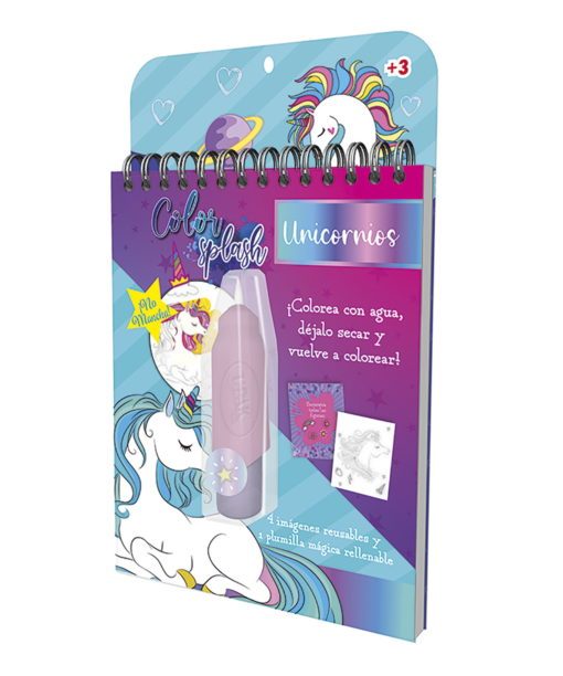 Libreta Color Splash con Pluma Mágica Unicornios
